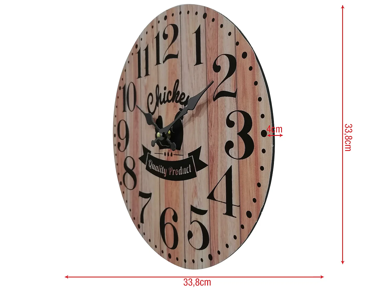 Horloge Murale de Cuisine Style Vintage Mdf Brun Noir Idée Cadeau