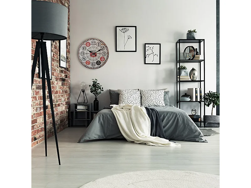 Orologio da Appendere Retro Orologi Tondi Mdf Metallo Marrone Rosso