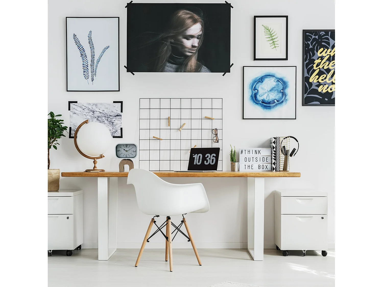 Reloj de Sobremesa Relojes de Mesas Mdf Metal Blanco Marrón Analógico