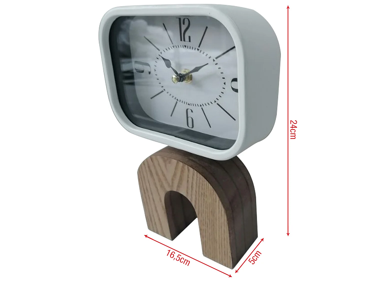 Reloj de Sobremesa Relojes de Mesas Mdf Metal Blanco Marrón Analógico
