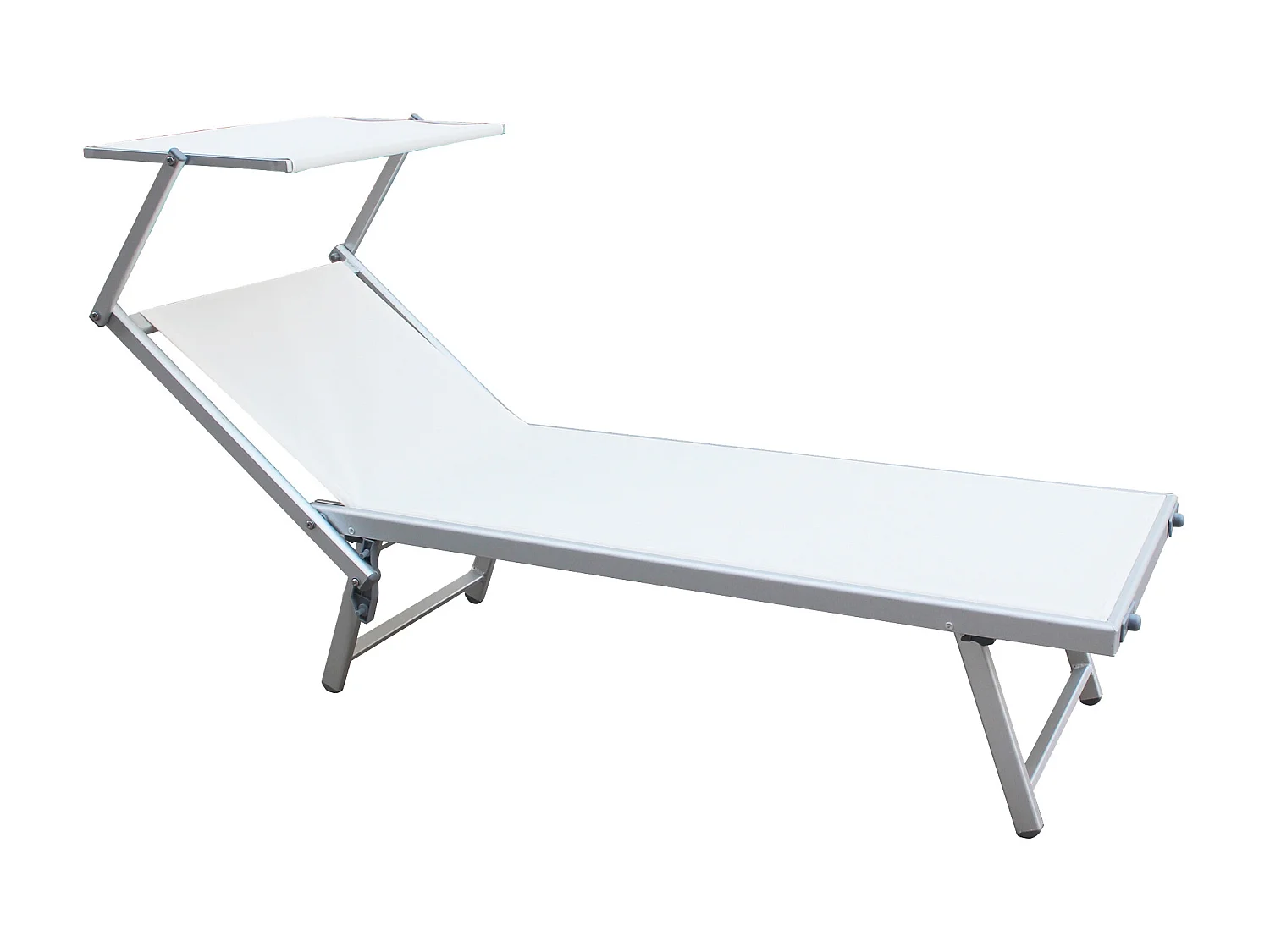 Chaise longue de plage en aluminium Polyester PVC blanc 38x186x61