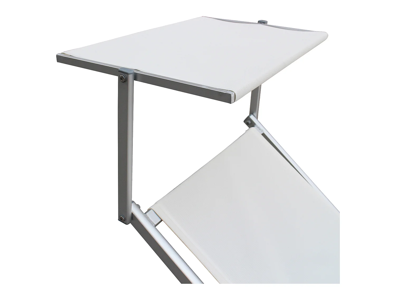 Chaise longue de plage en aluminium Polyester PVC blanc 38x186x61