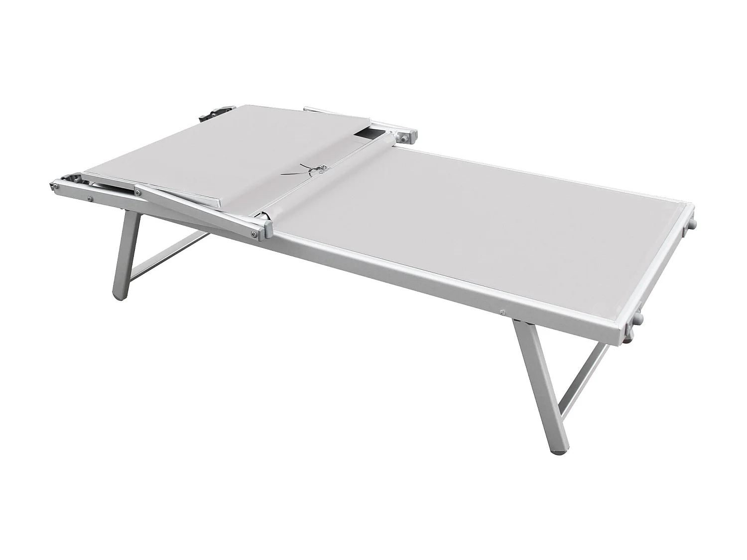 Chaise longue de plage en aluminium Polyester PVC blanc 38x186x61