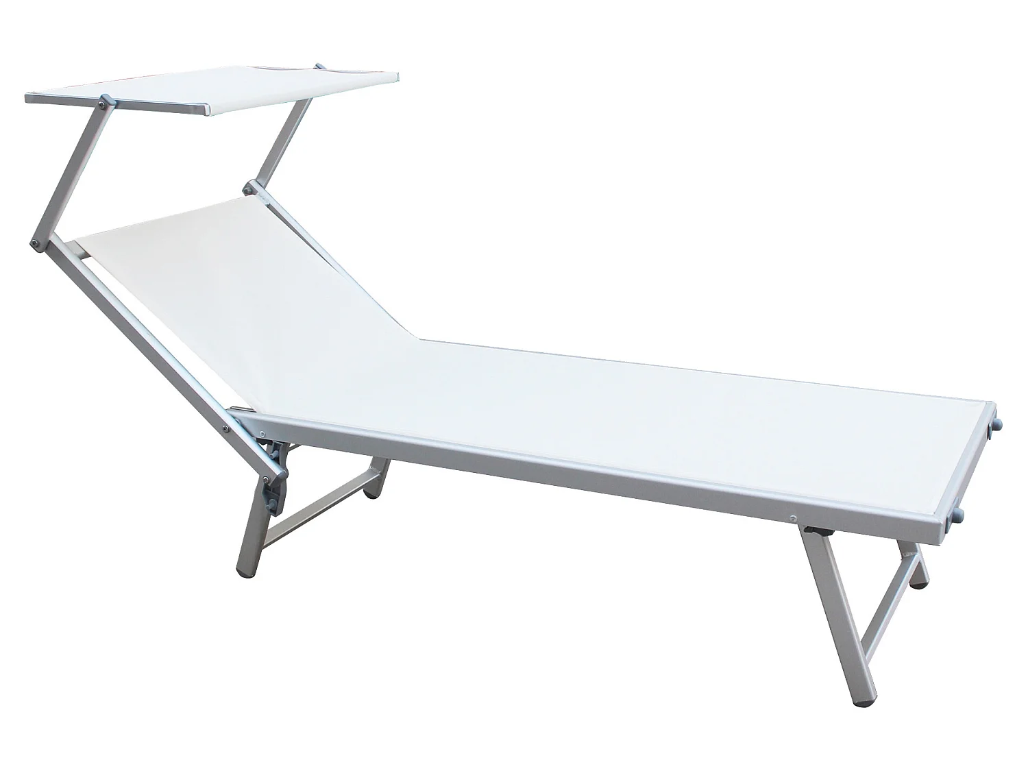 Tumbona de playa Aluminio Textilene blanco 38x186x61