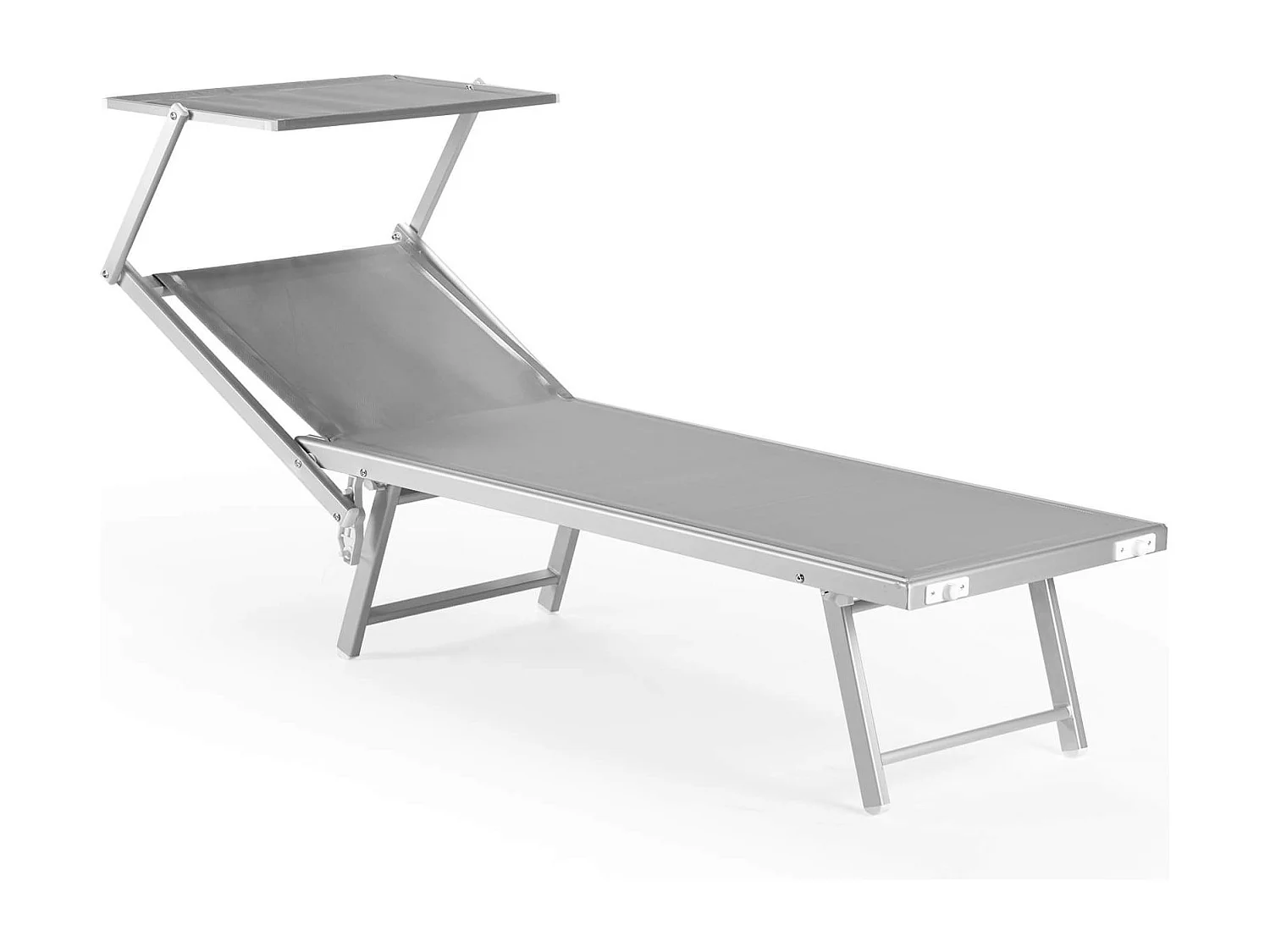 Bain de Soleil en Aluminium Gris Auvent Réglable pour Jardin et Plage