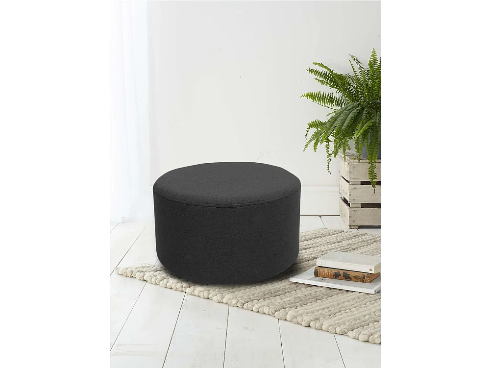 Pouffe Repose-pieds Plat Tissu Noir Mobilier Vintage 25x45x45