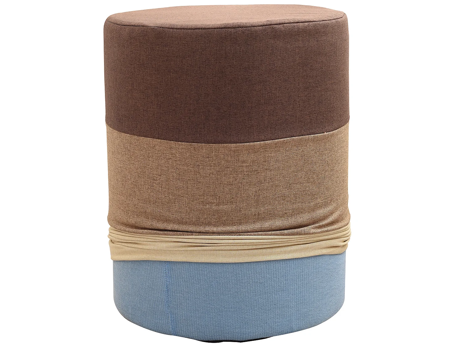 Banquinho redondo multicolor 45x35x35 castanho almofadado