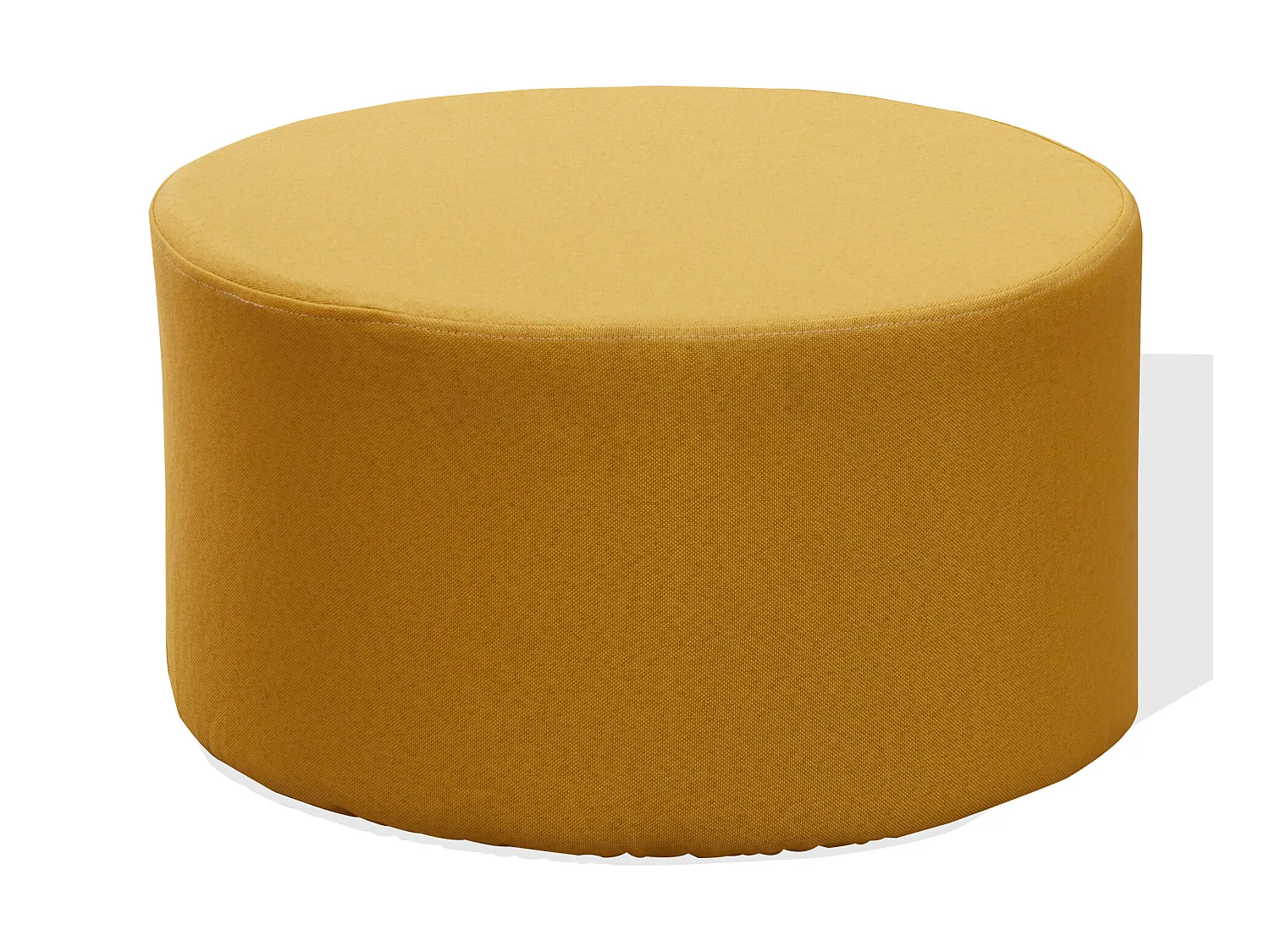 Sgabello Pouff Imbottito Legno Tessuto Giallo Moderno 25x45x45