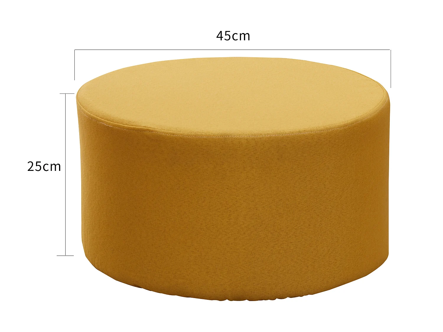 Sgabello Pouff Imbottito Legno Tessuto Giallo Moderno 25x45x45