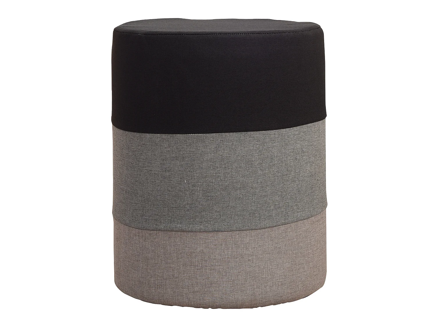 Pouf Sgabello Rotondo Poggiapiedi Tessuto Grigio Bianco 45x35x35