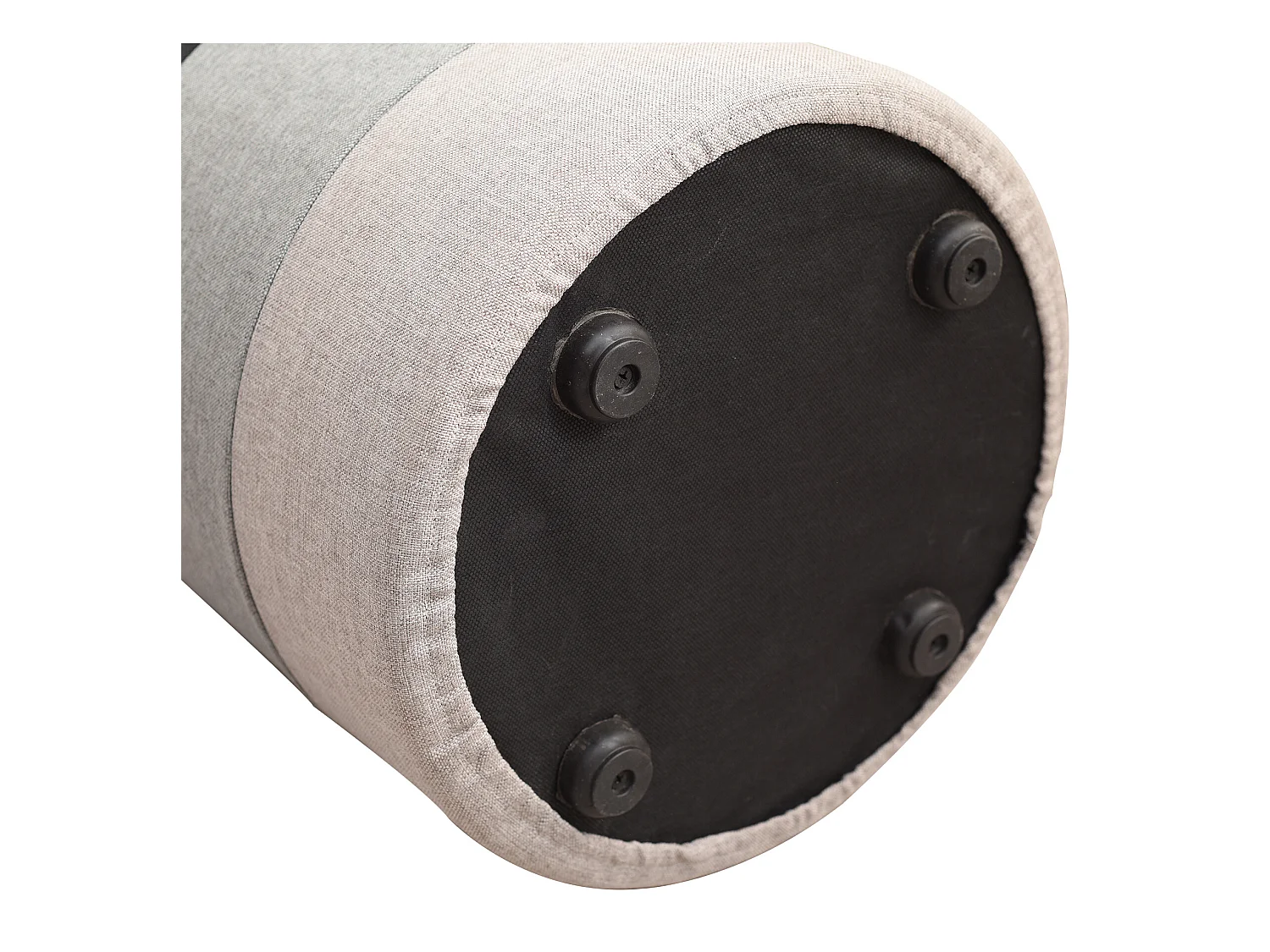 Pouf Sgabello Rotondo Poggiapiedi Tessuto Grigio Bianco 45x35x35