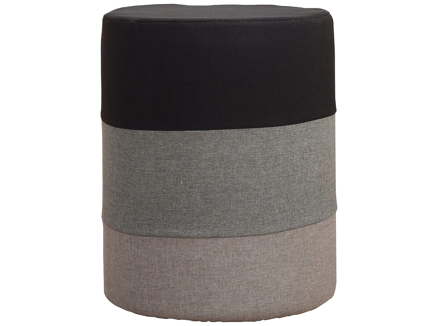 Pouf Assise Pouffe Tissu Rond Gris Blanc Vintage 45x35x35