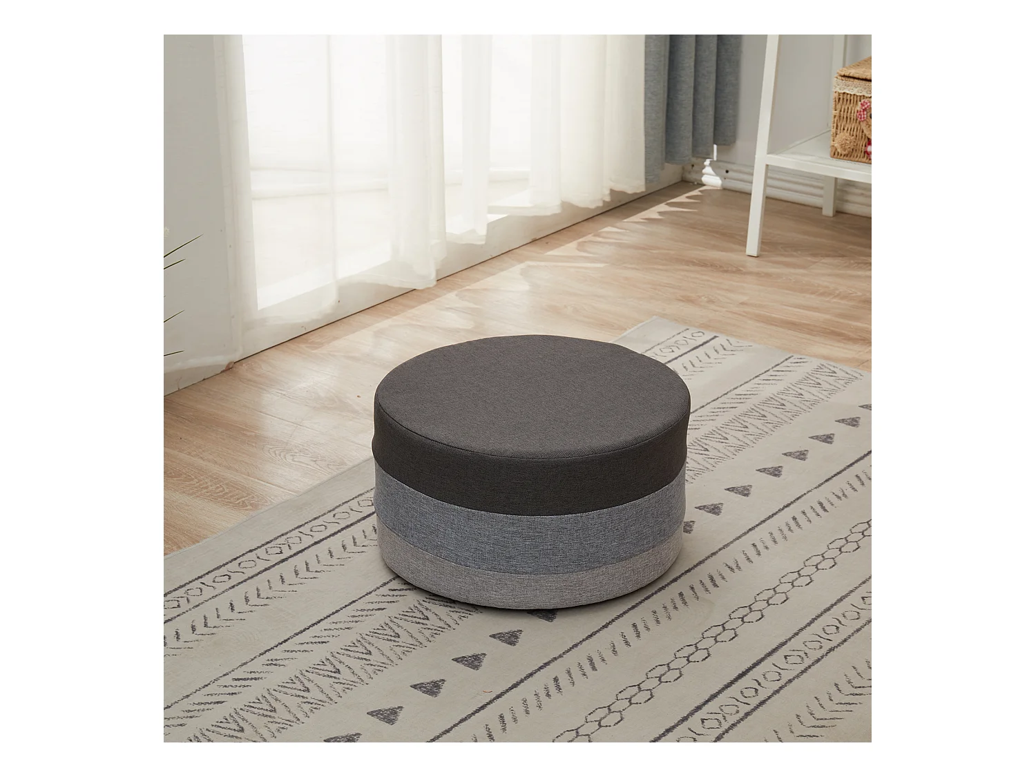 Pouf Repose-pieds Plat Tissu Mobilier Vintage 25x45x45