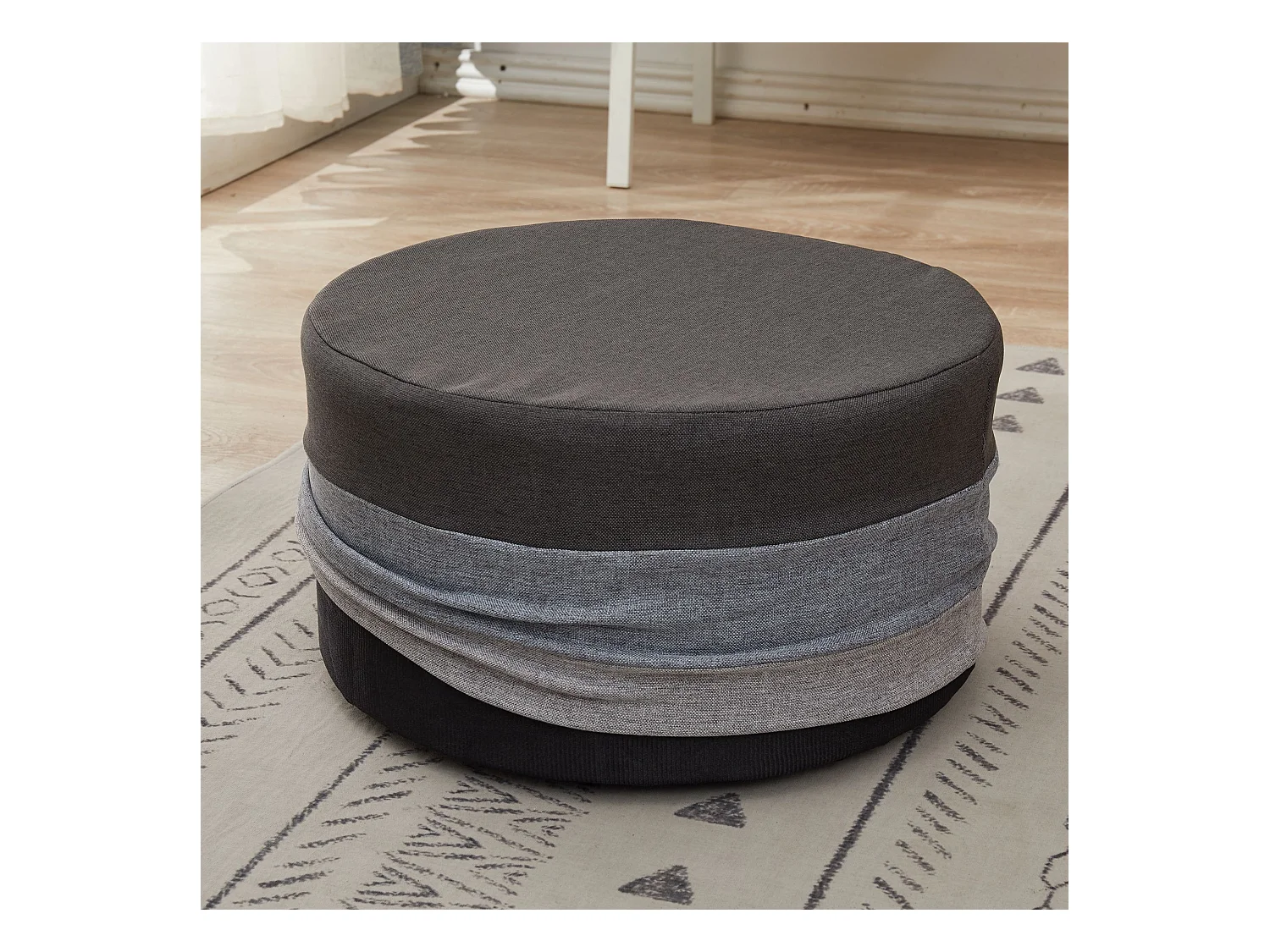 Pouf Repose-pieds Plat Tissu Mobilier Vintage 25x45x45