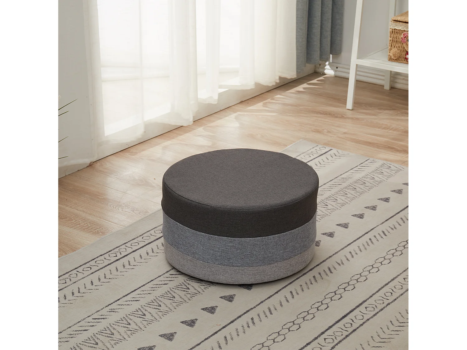 Pouf Repose-pieds Plat Tissu Mobilier Vintage 25x45x45