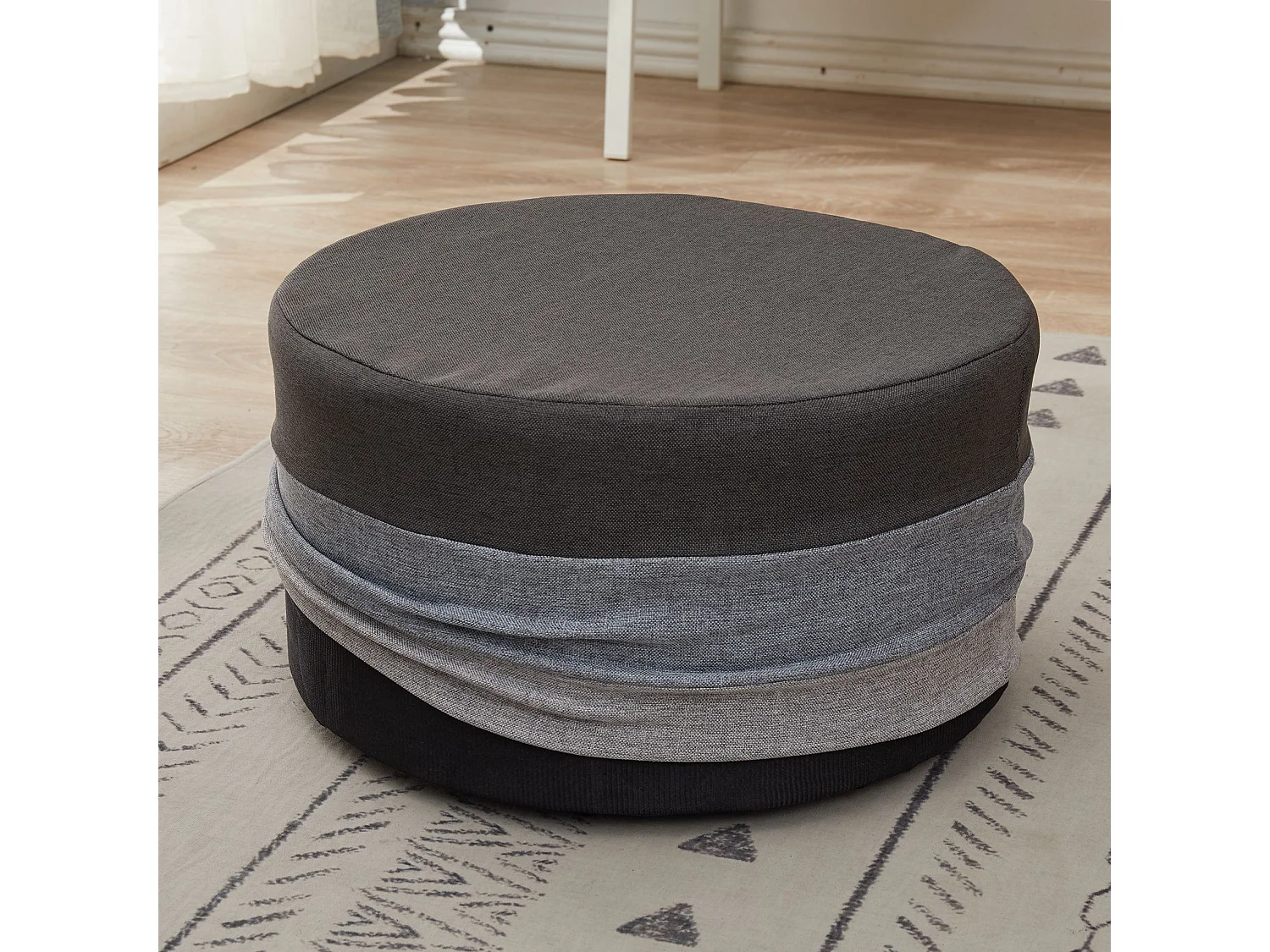 Pouf Repose-pieds Plat Tissu Mobilier Vintage 25x45x45