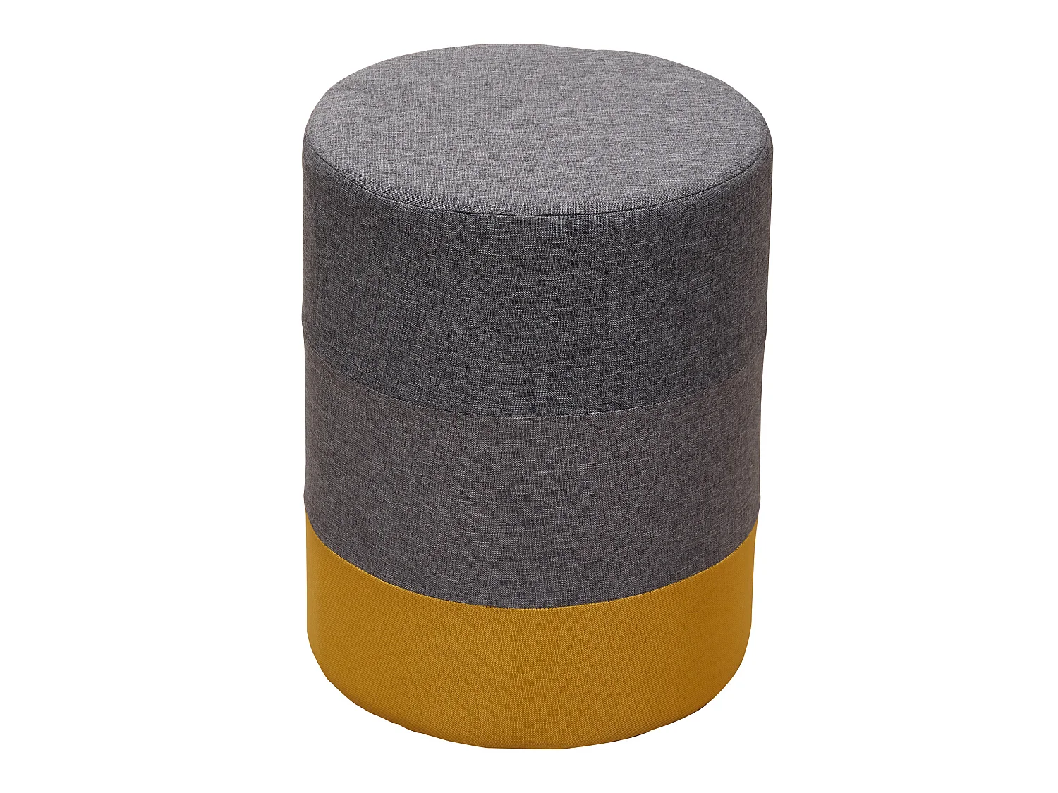 Poggiapiedi Pouf Imbottito Legno Tessuto Giallo Grigio 45x35x35