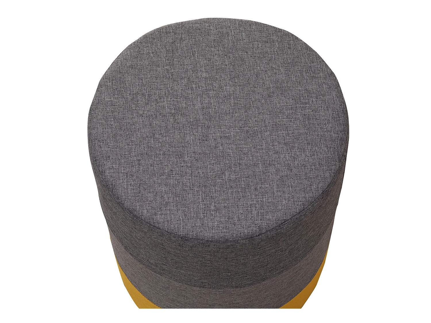 Poggiapiedi Pouf Imbottito Legno Tessuto Giallo Grigio 45x35x35