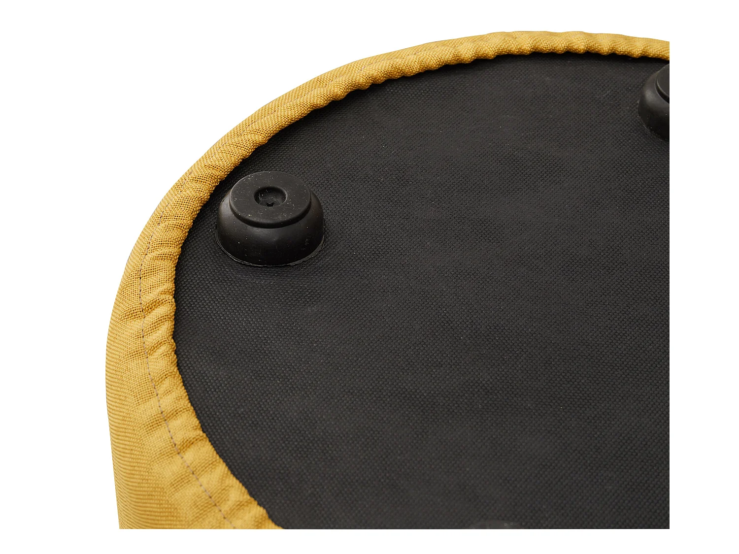 Poggiapiedi Pouf Imbottito Legno Tessuto Giallo Grigio 45x35x35