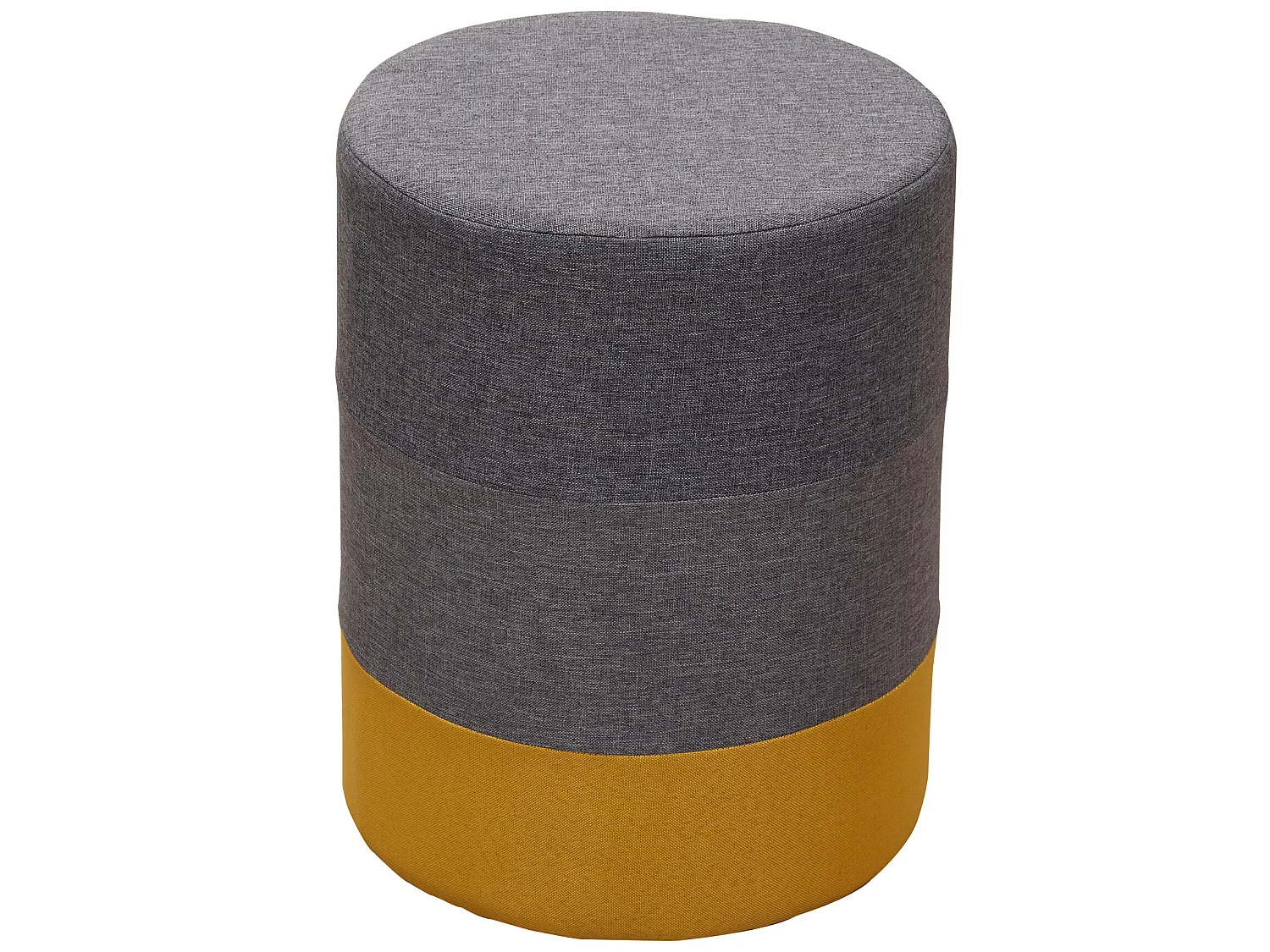 Tabouret Repose-pieds Pouf Rond Bois Tissu Jaune Gris 32x30x12
