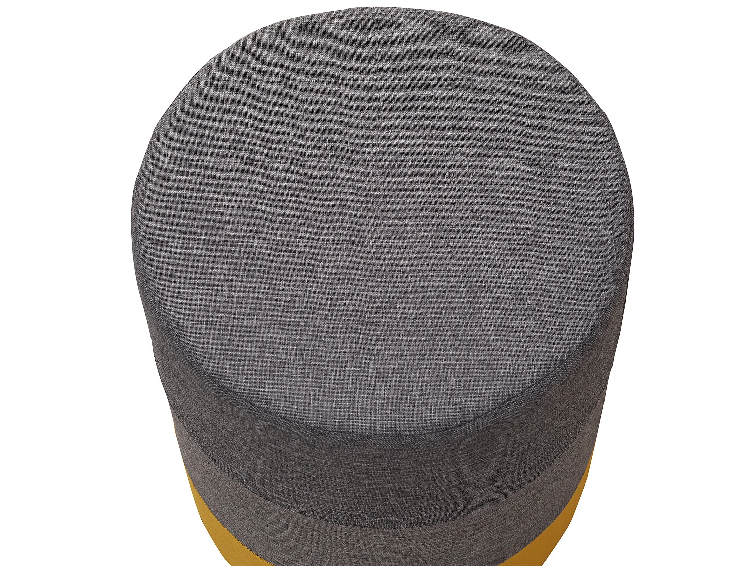 Tabouret Repose-pieds Pouf Rond Bois Tissu Jaune Gris 32x30x12