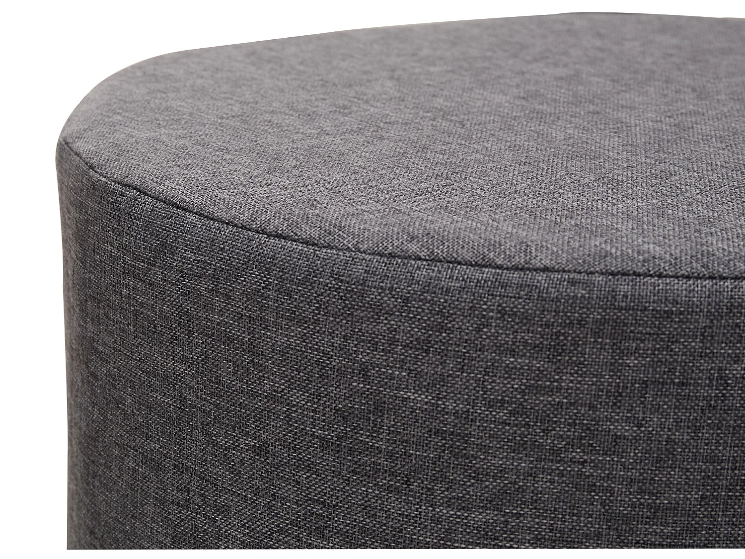 Tabouret Repose-pieds Pouf Rond Bois Tissu Jaune Gris 32x30x12