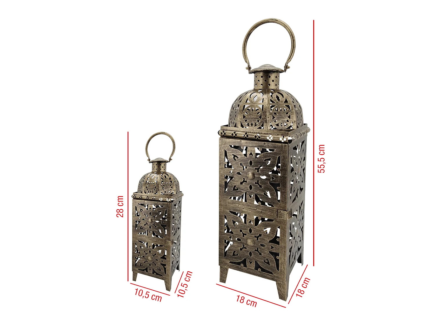 Lot De 2 Lanternes Marocaines Métal Doré Pour extérieur Et intérieur