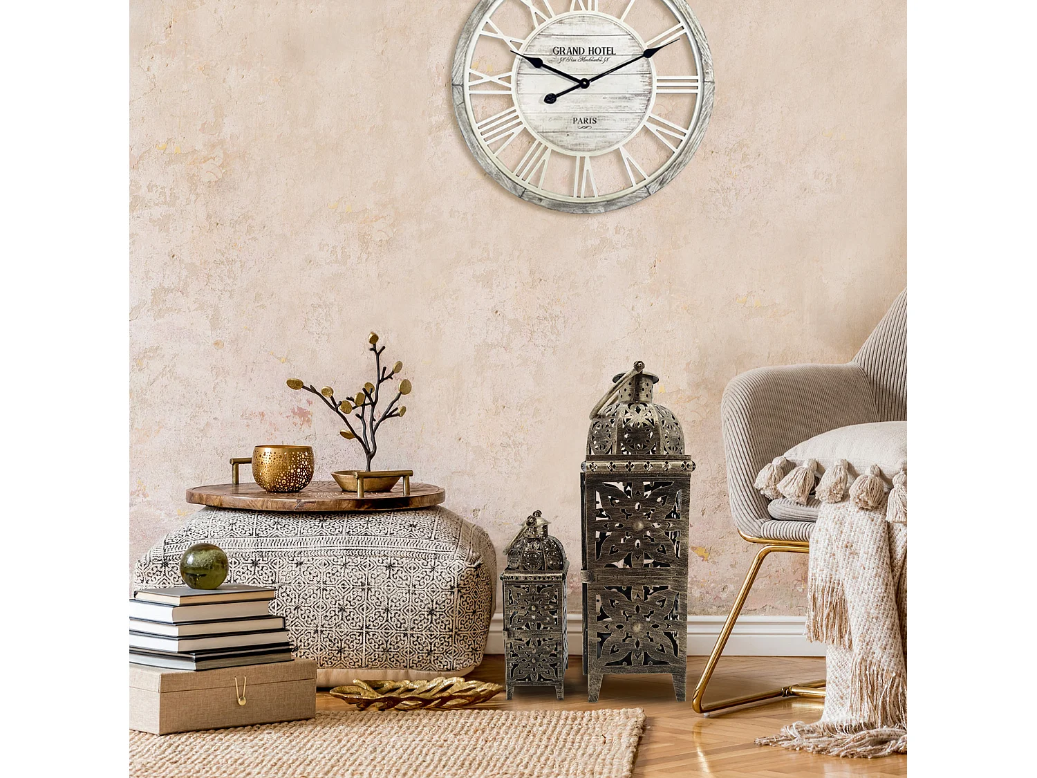 Lot De 2 Lanternes Marocaines Métal Doré Pour extérieur Et intérieur