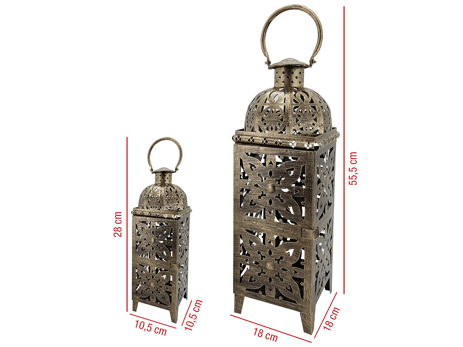 Lot De 2 Lanternes Marocaines Métal Doré Pour extérieur Et intérieur