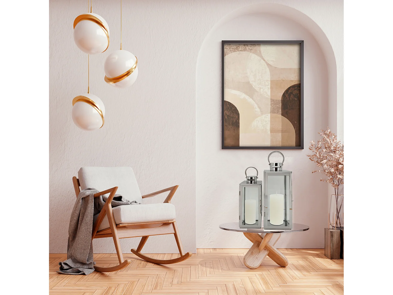 Lot de 2 Lanternes en Acier Pvc Gris Argenté pour Intérieur Extérieur