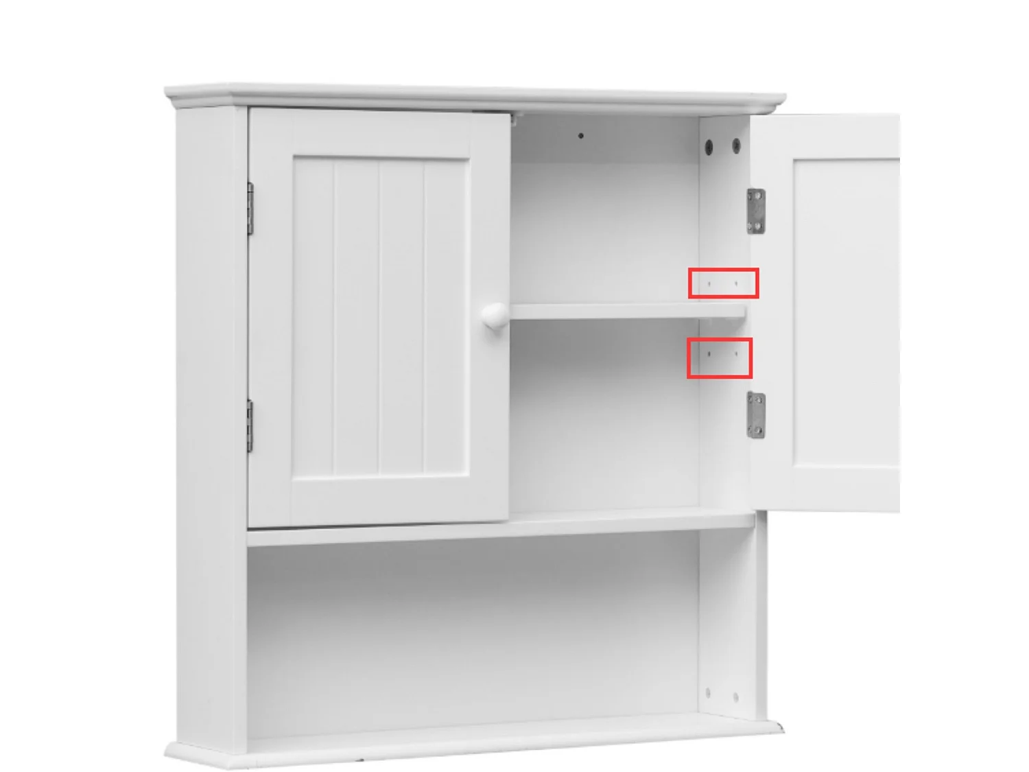 Armoire de salle de bain murale en Bois blanc 2 Portes et 1 étagère