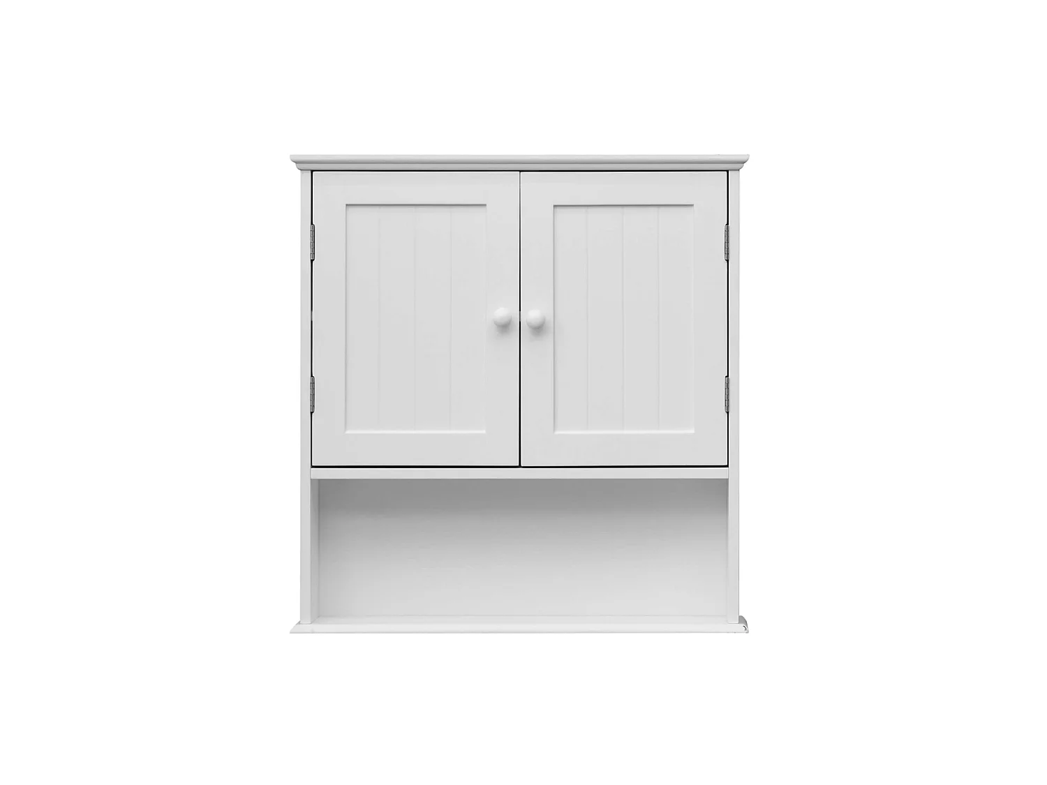 Armoire de salle de bain murale en Bois blanc 2 Portes et 1 étagère