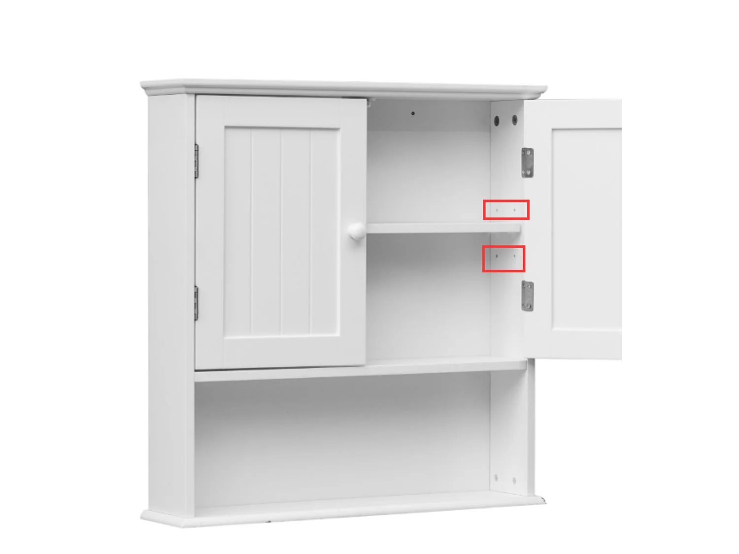 Armoire de salle de bain murale en Bois blanc 2 Portes et 1 étagère