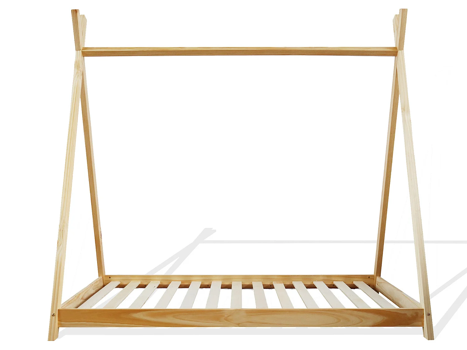 Estrutura Cama de criança Cortina de Madeira Natural 80x160 Quarto de criança