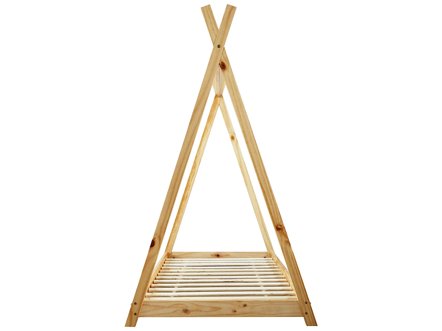 Estrutura Cama de criança Cortina de Madeira Natural 80x160 Quarto de criança