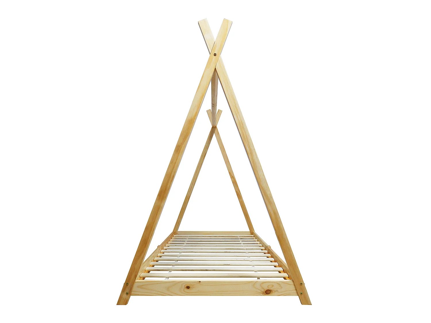 Cadre de lit simple pour enfants rideau en bois naturel 90x200