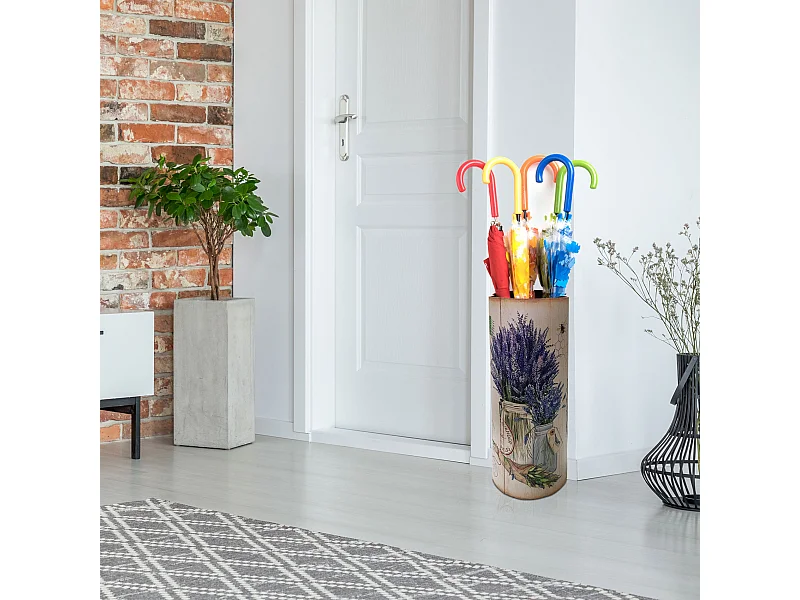 Portaombrello Ombrelli Mdf Canvas Beige Shabby Entrata 54x23x23