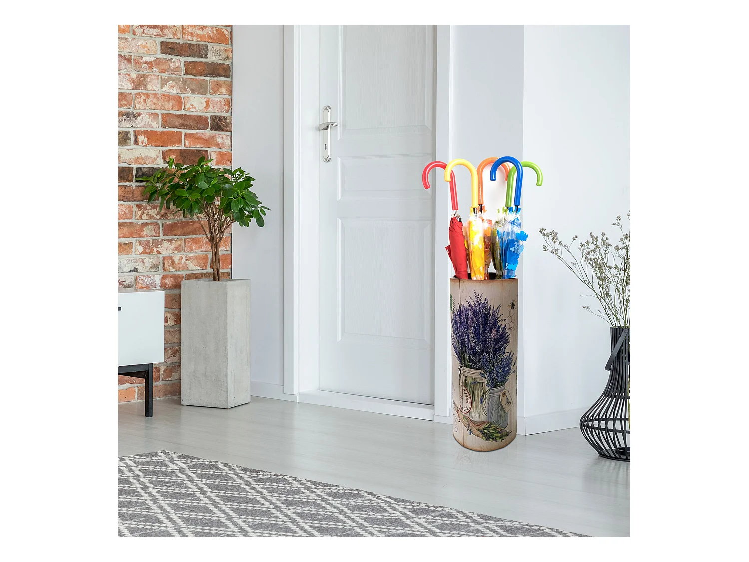 Portaombrello Ombrelli Mdf Canvas Beige Shabby Entrata 54x23x23