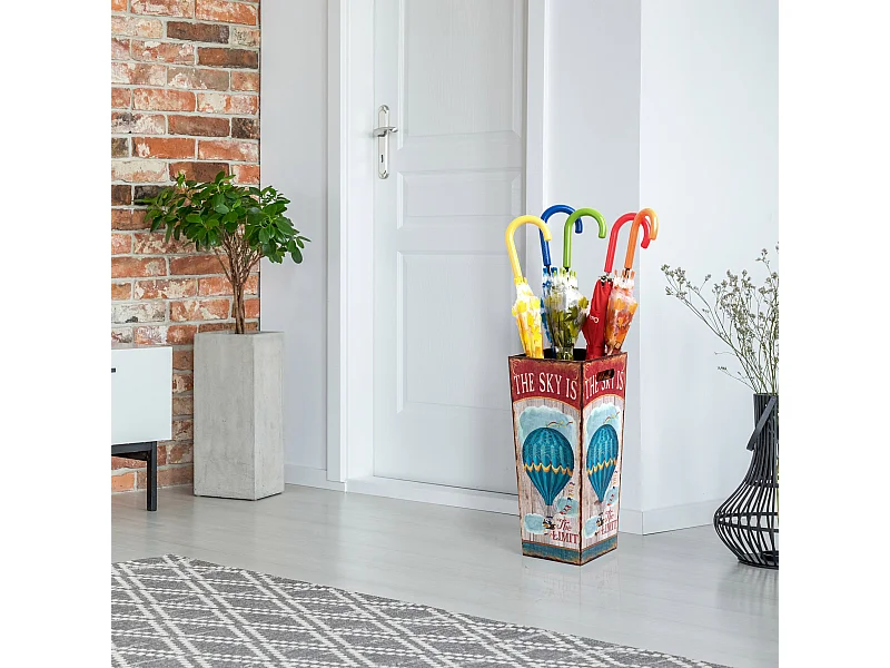 Portaombrello Ombrello Canvas Mdf Bianco Rosso Azzurro 50x21x21