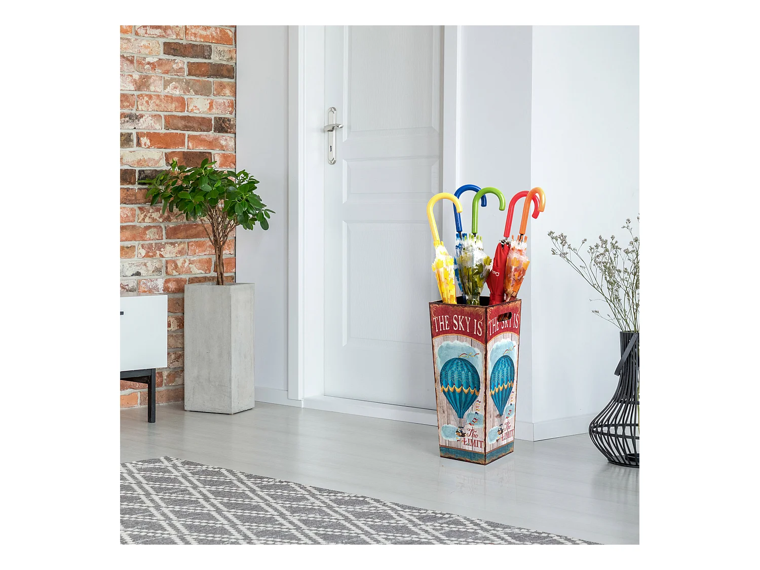 Portaombrello Ombrello Canvas Mdf Bianco Rosso Azzurro 50x21x21