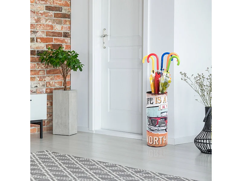 Portaombrelli Ombrelli Mdf Tessuto Rosso Giallo Celeste 49x20x20