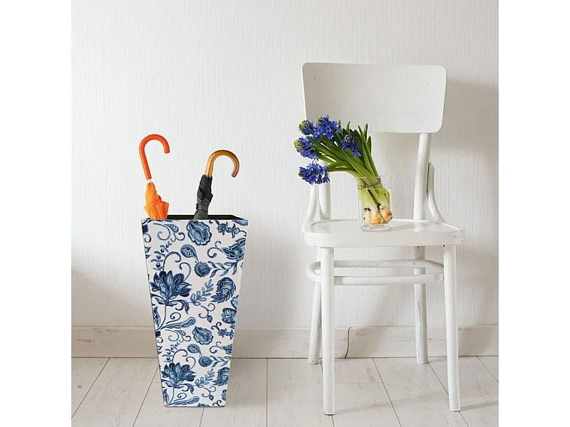 Porta-ombrelli Ombrello Mdf Canvas Bianco Blu Retro 50x21x21