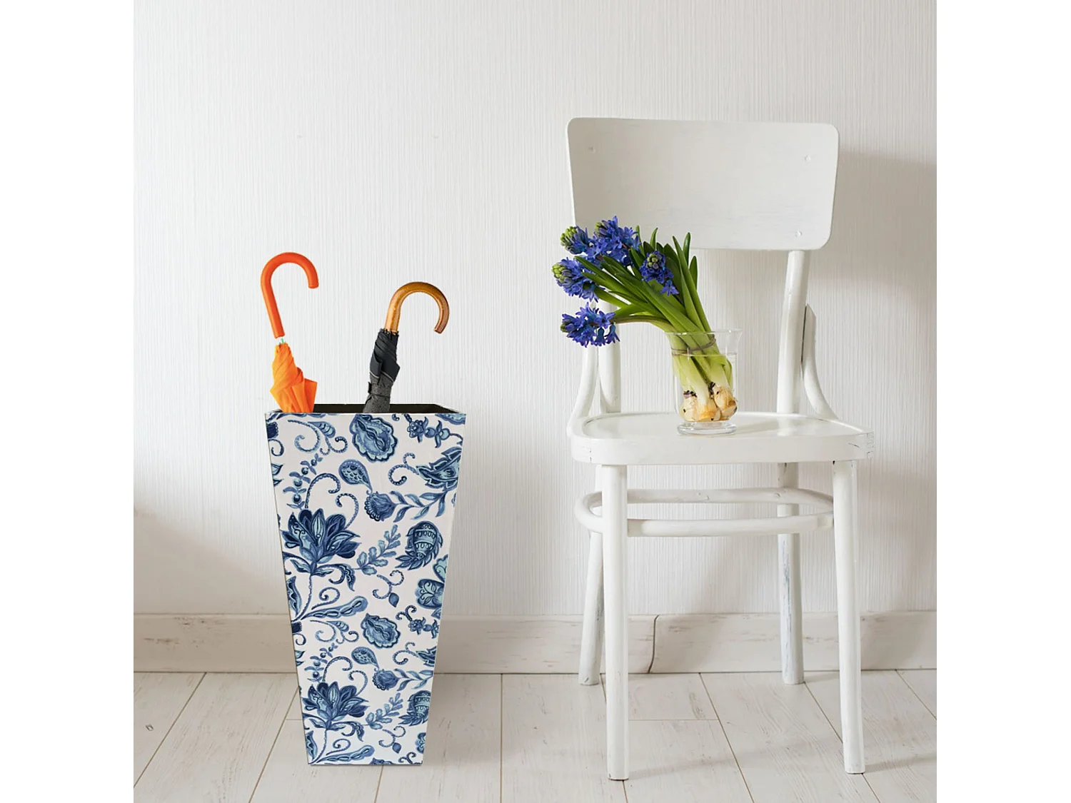 Paraguero Mdf Canvas Blanco Blu Plato de Plástico 50x21x21