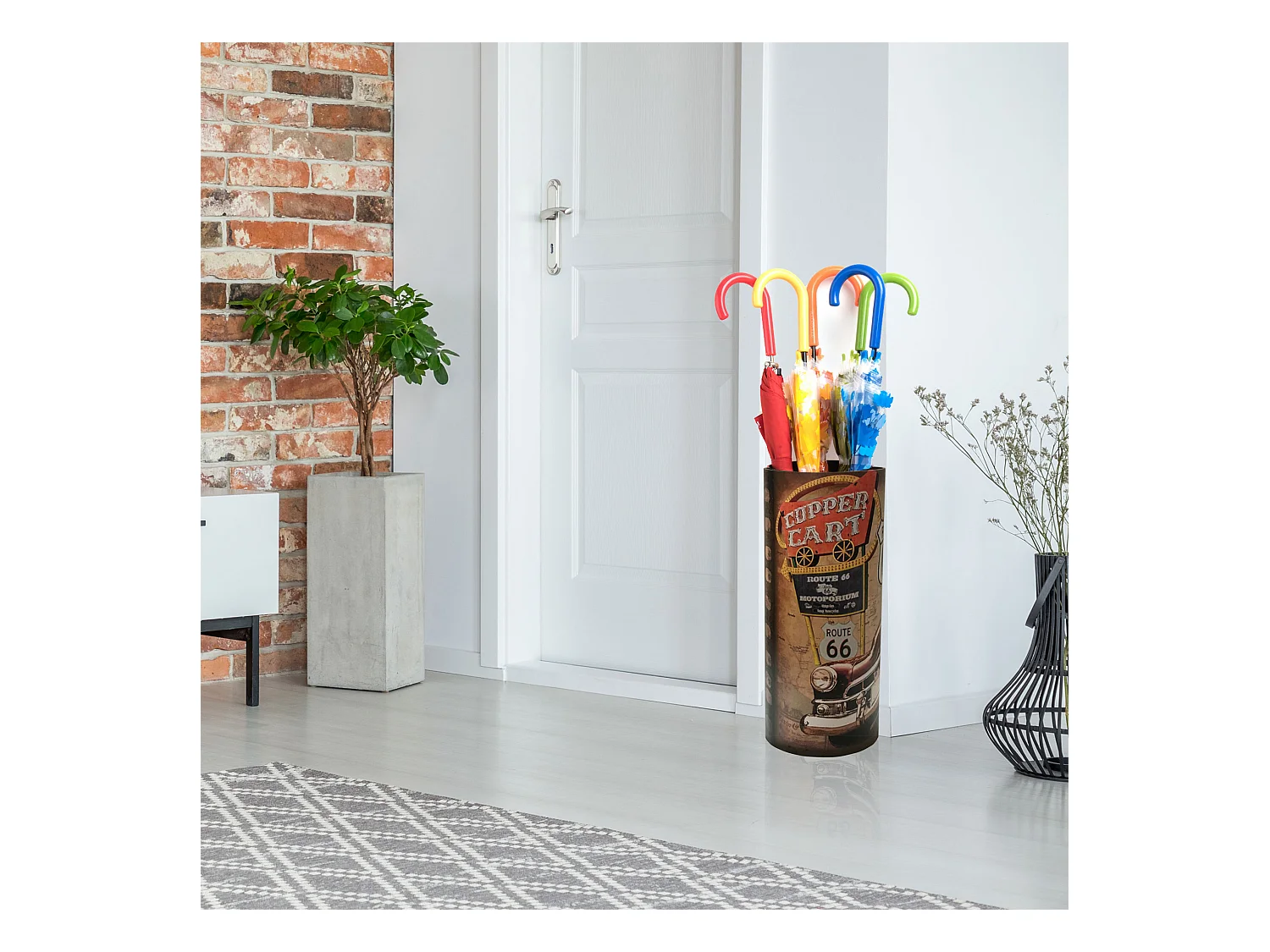 Porte-parapluie Porte-bâton Mdf Canvas Marron Entrée 50x20x20
