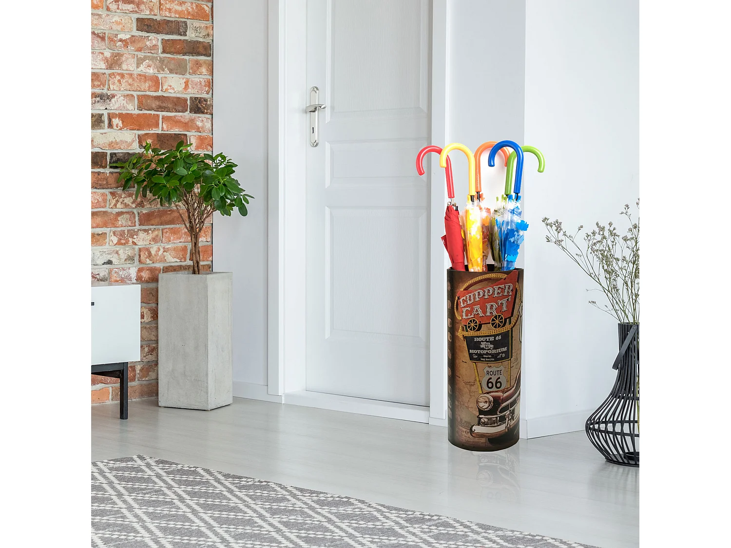 Paragüero Soporte de Bastón Mdf Lienzo Marrón Entrada 50x20x20