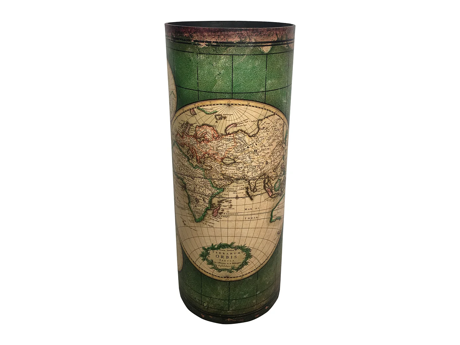 Portaombrello Verde Beige Mdf Canvas Retro Gocciolatoio 49,5x20x20