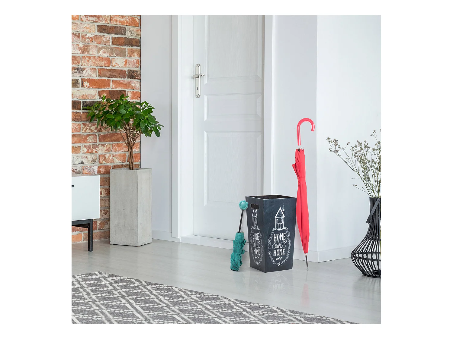 Portaombrello Grigio Scuro Mdf Canvas Retro Manici 37x20x20