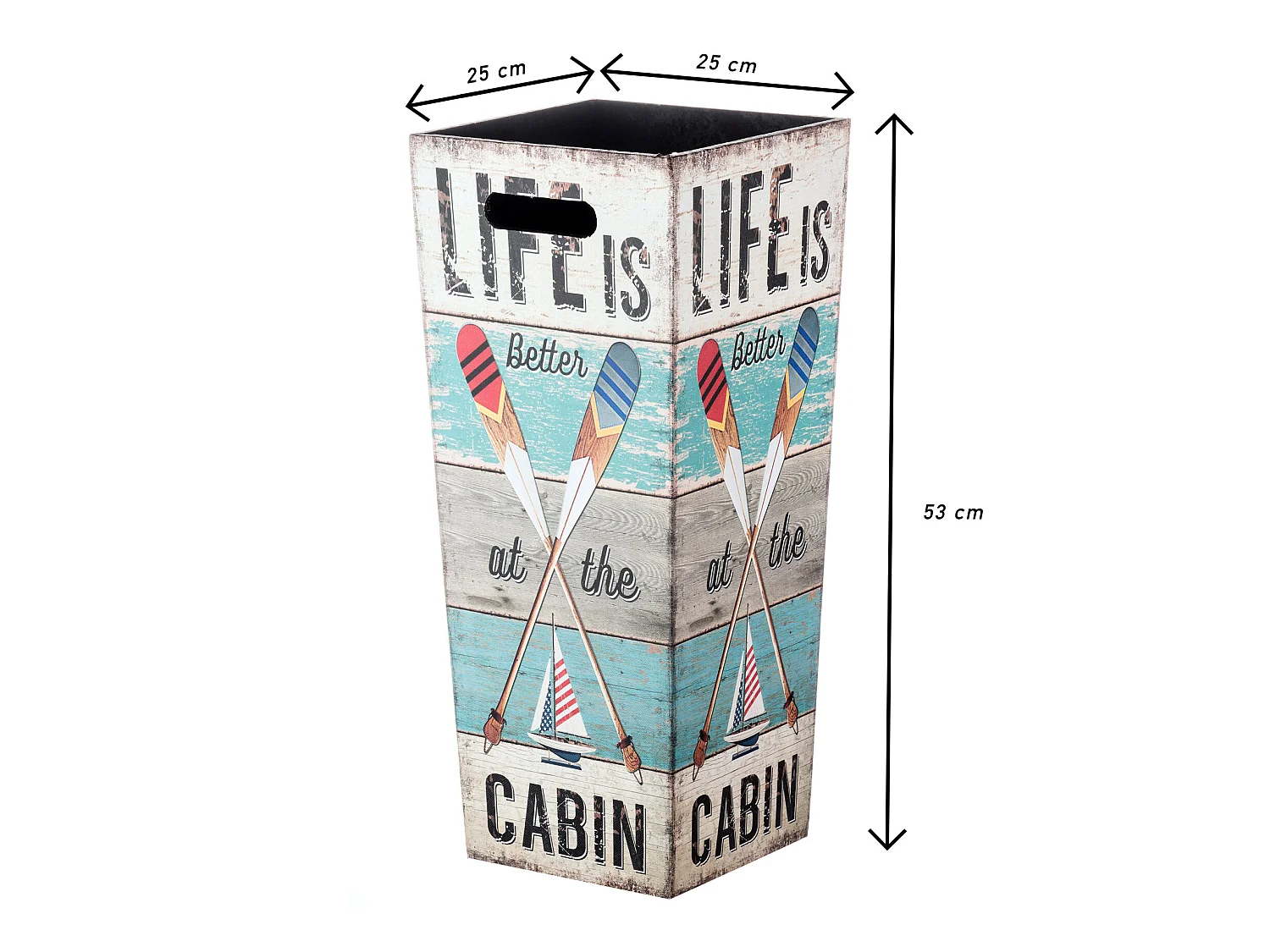 Porta Ombrello Ombrelli Canvas Legno Grigio Celeste 50x21x21