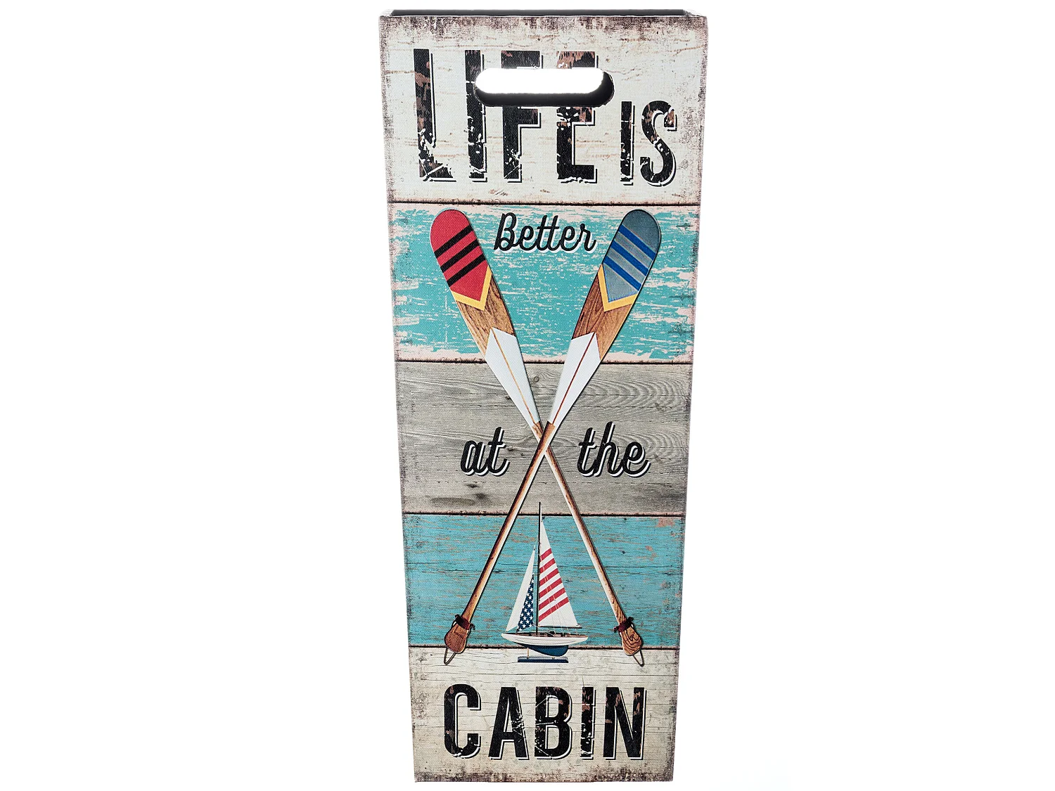 Porta Ombrello Ombrelli Canvas Legno Grigio Celeste 50x21x21