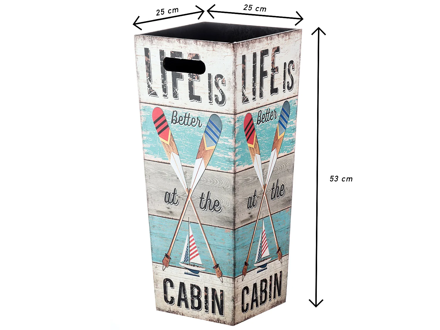 Porta Ombrello Ombrelli Canvas Legno Grigio Celeste 50x21x21